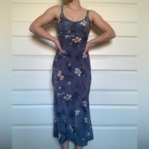 Vintage Byer Too! Floral blue long dress